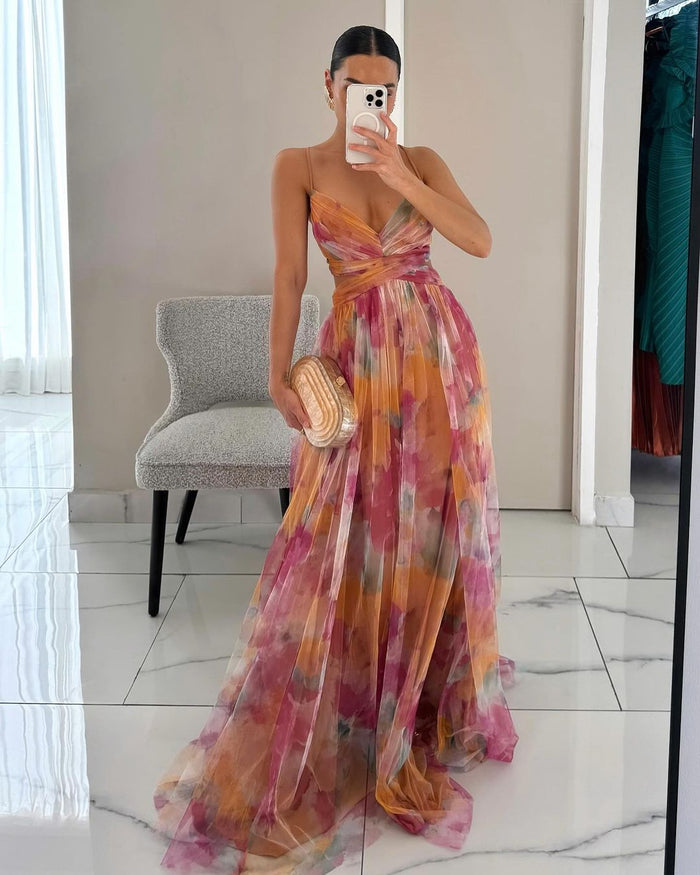 Giselle | Vestido Maxi Mágico con Estampado Floral