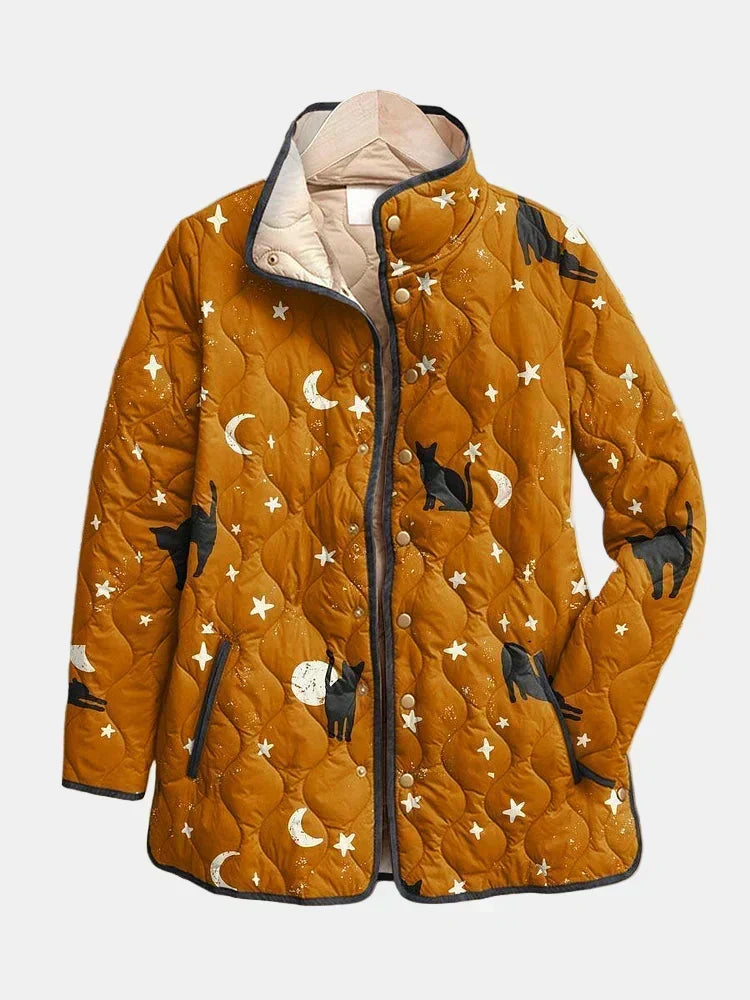 DELACROIX | Abrigo Acolchado Nicole con Diseño de Gatos y Estrellas