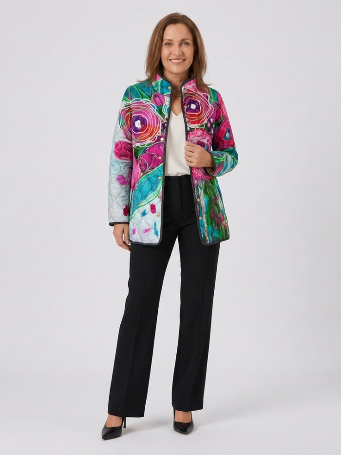 DELACROIX | Chaqueta acolchada con estampado floral en acuarela Lucie