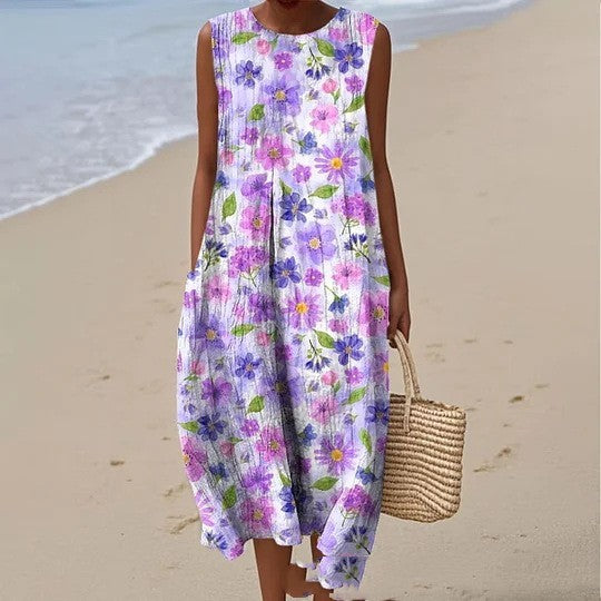 Vestido de Verano Floral Lavanda