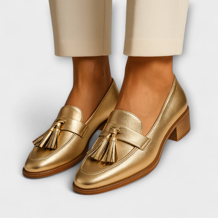 Amálie - Mocasines dorados para mujer