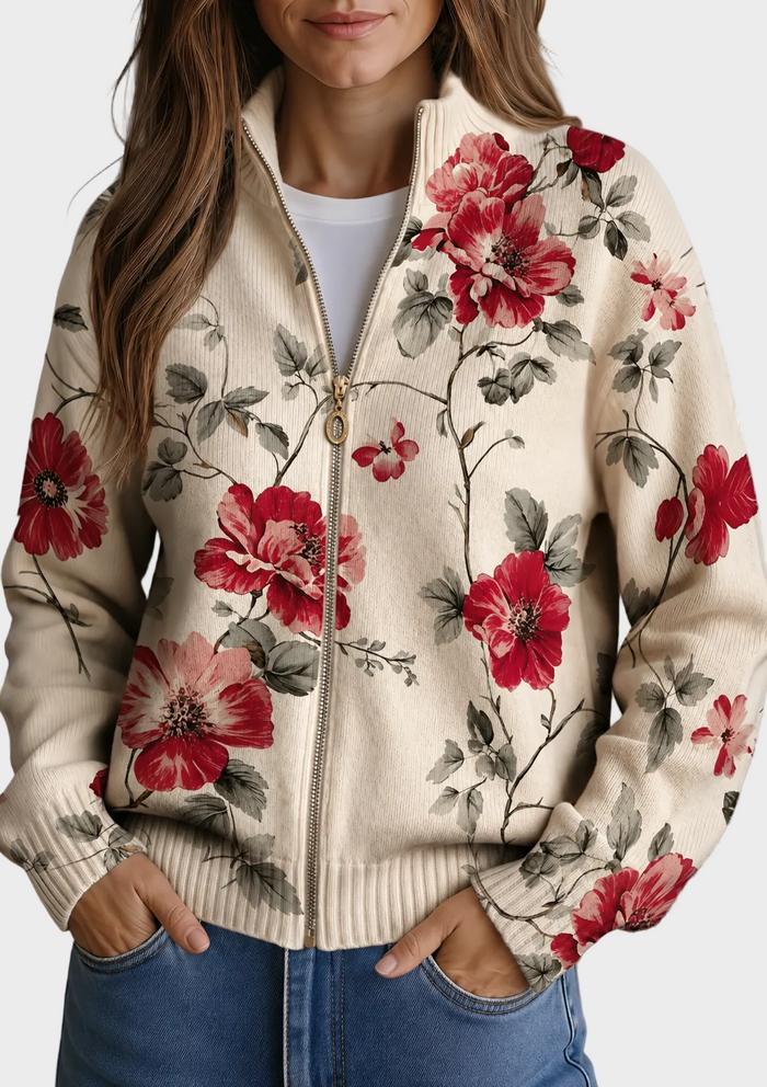 Wilhelmine - Cárdigan con estampado de rosas vintage