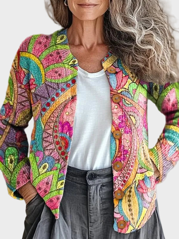 Ivanka™ - Cárdigan con estampado artístico