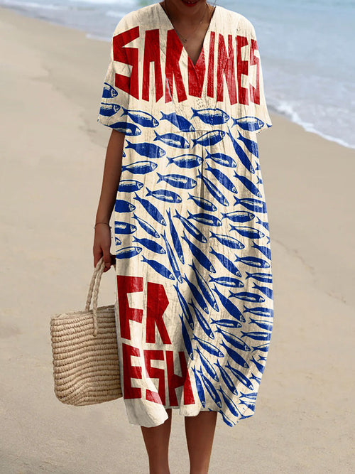 Ariana - Vestido con Diseño de Sardinas