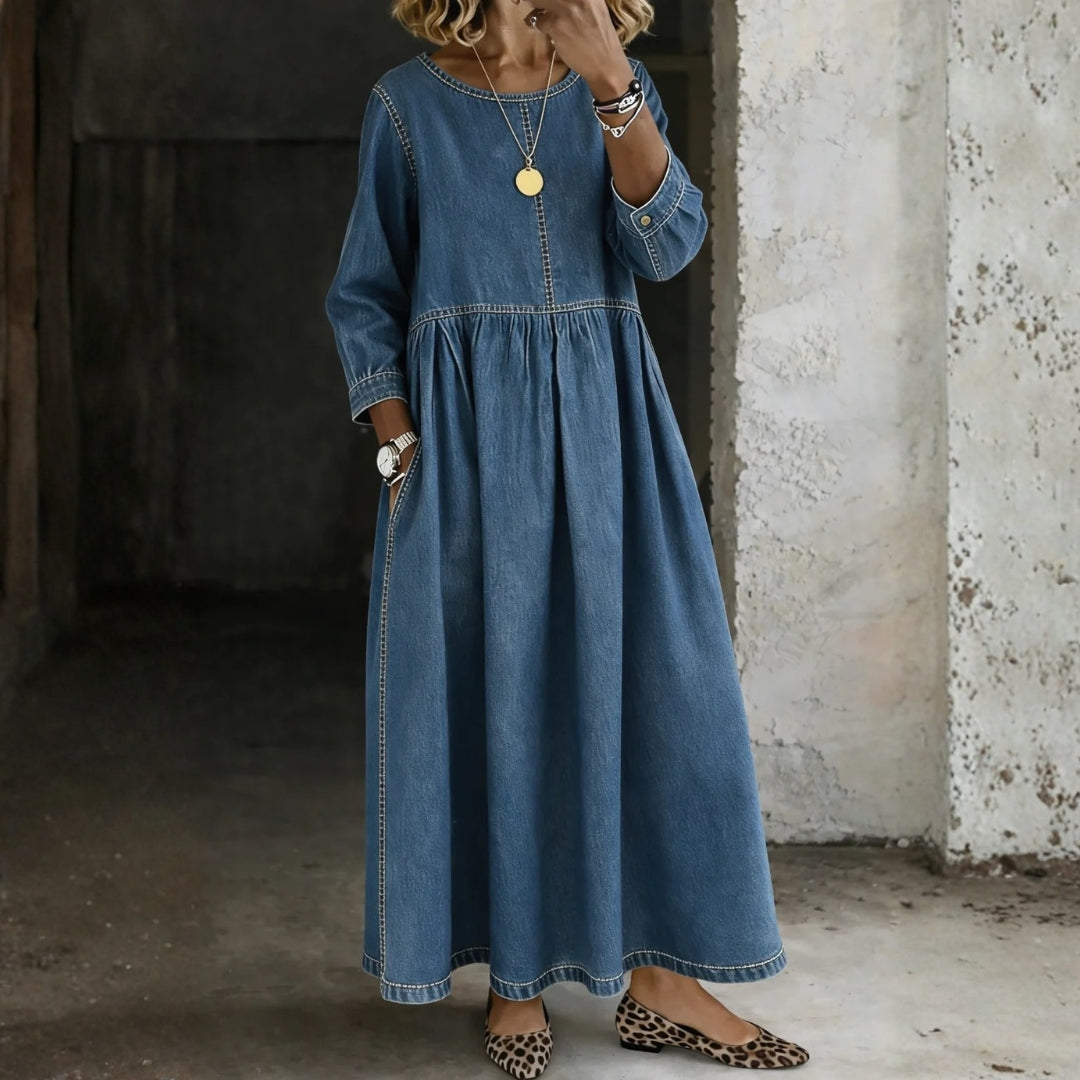 Otylia - Vestido vaquero con cuello Peter Pan