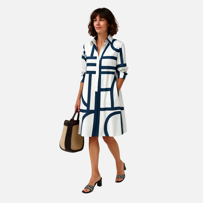 Vestido midi con estampado geométrico