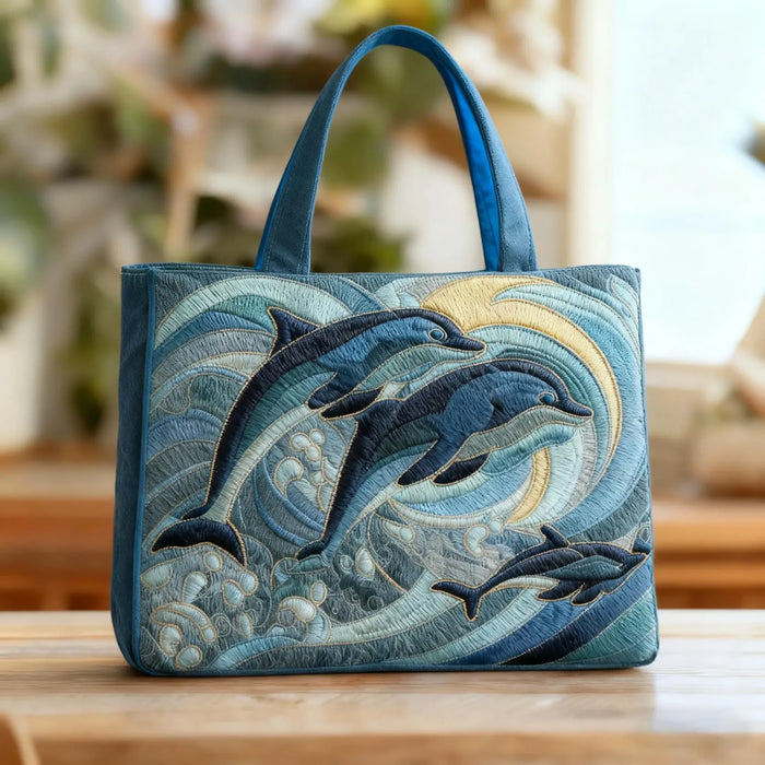 Bolso bandolera con motivo de delfín bordado a mano