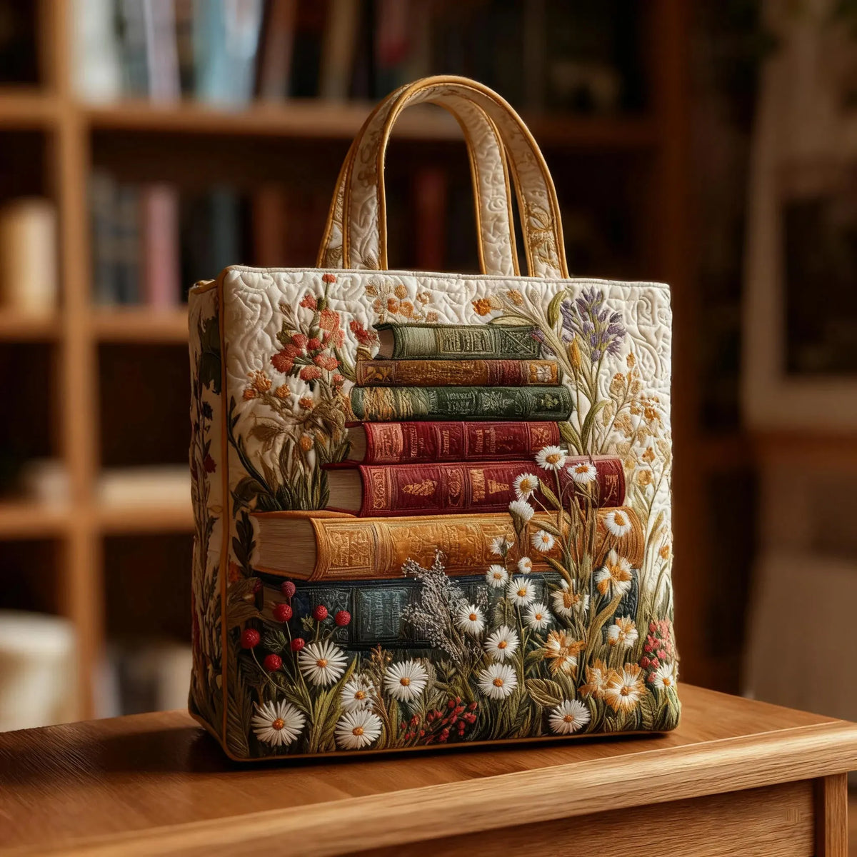 Patrón de flores de una bolsa de arte acolchada