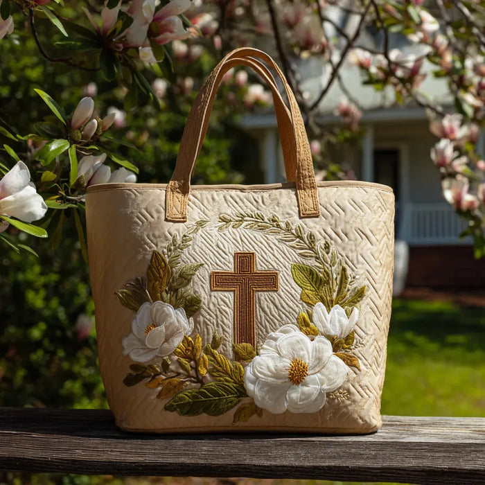 Bolso hecho a mano con motivo de cruz sagrada