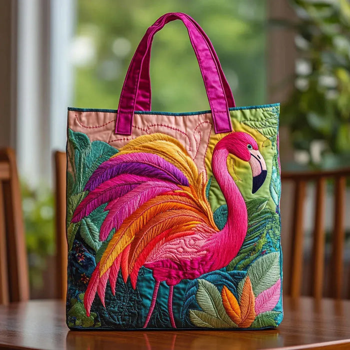 Bolso bandolera acolchado con flamencos arcoiris