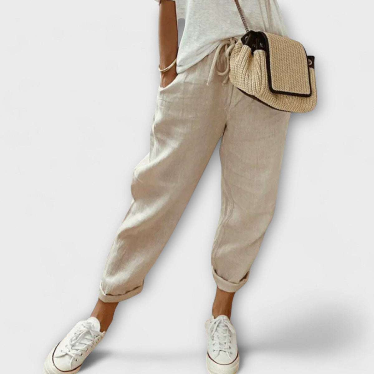 Bibi - Pantalón de lino cómodo y moderno