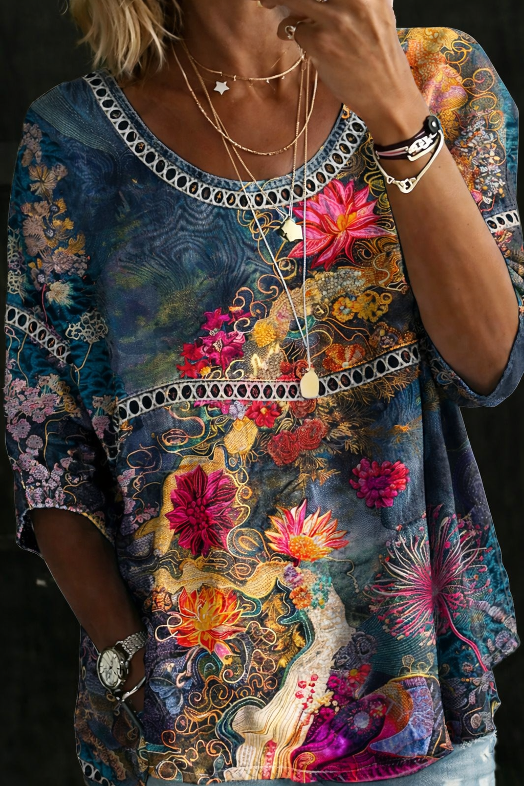 Aurelia - Blusa vaquera vintage floral