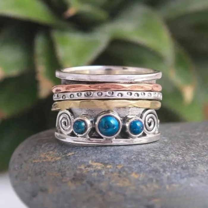 Anillo de meditación de zafiro bohemio