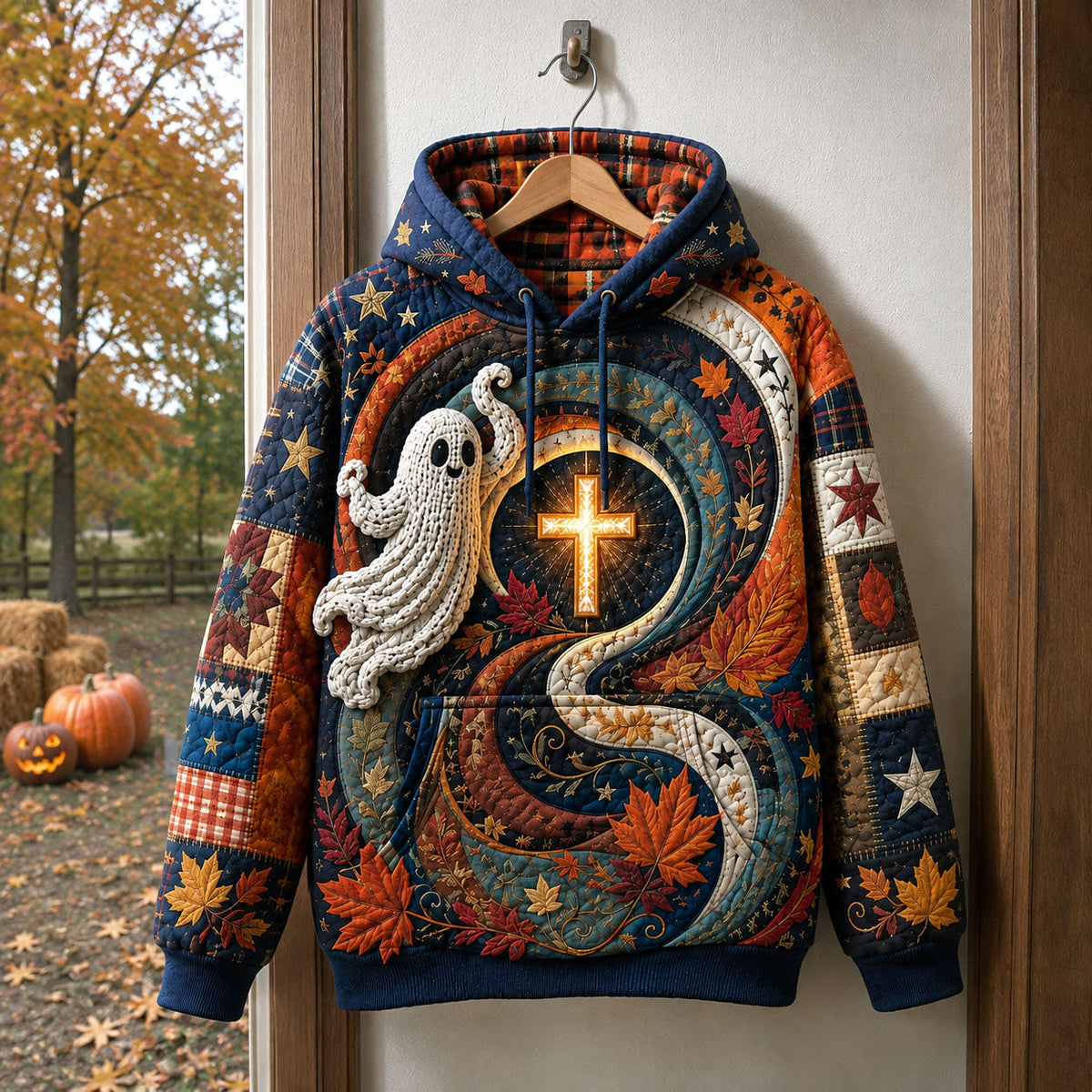 Sudadera con Capucha con Estampado de Fe de Otoño