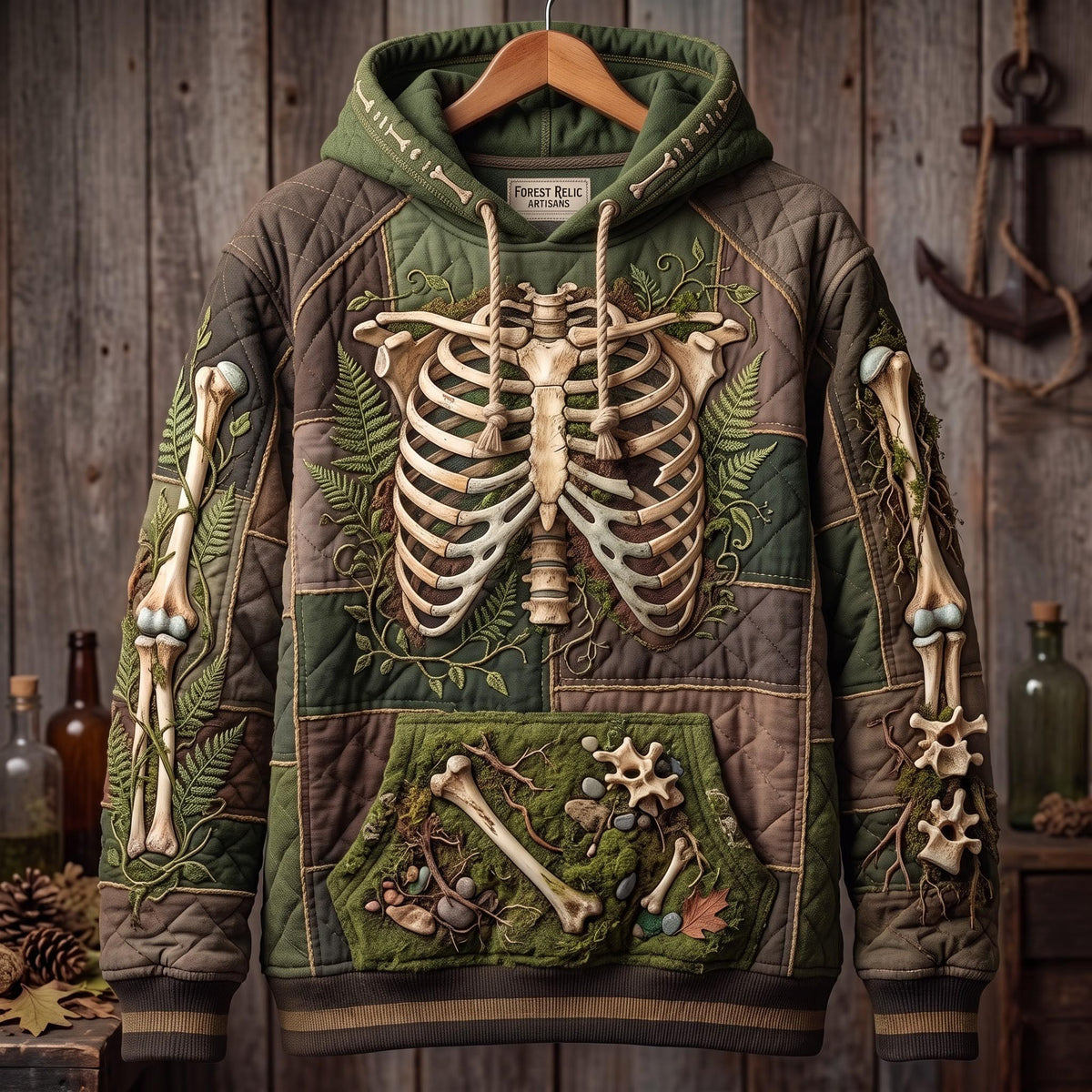 Sudadera con capucha con esqueleto del bosque