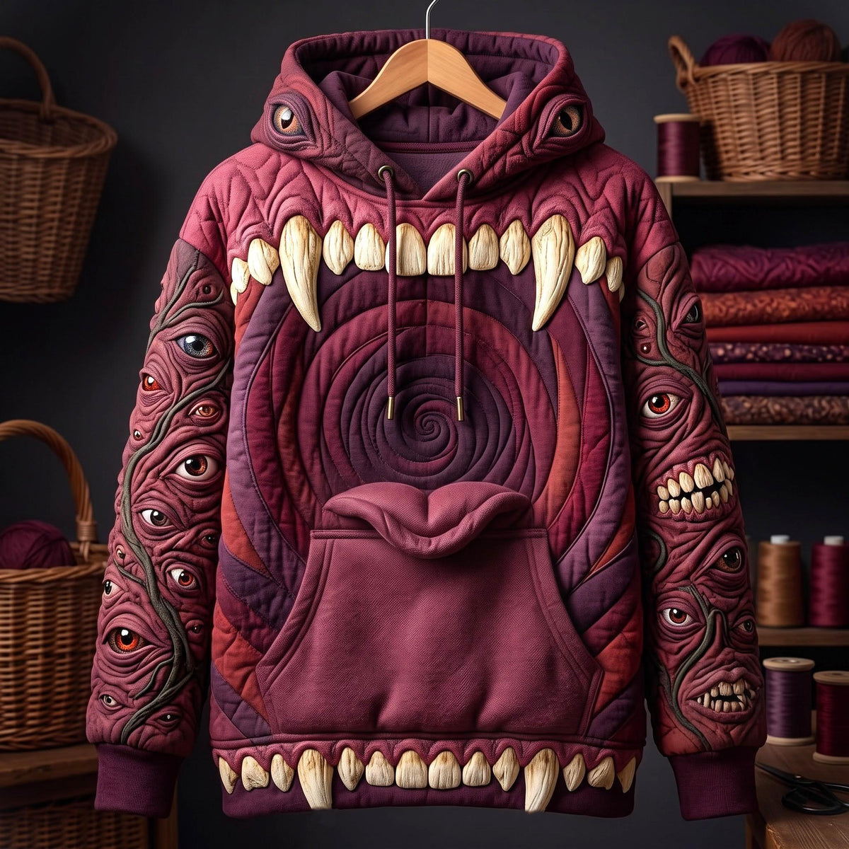 Sudadera con capucha con dientes de monstruo aterrador