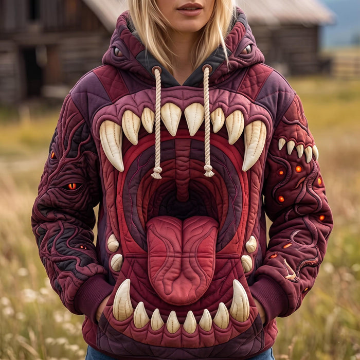 Sudadera con capucha con boca de monstruo rugiente