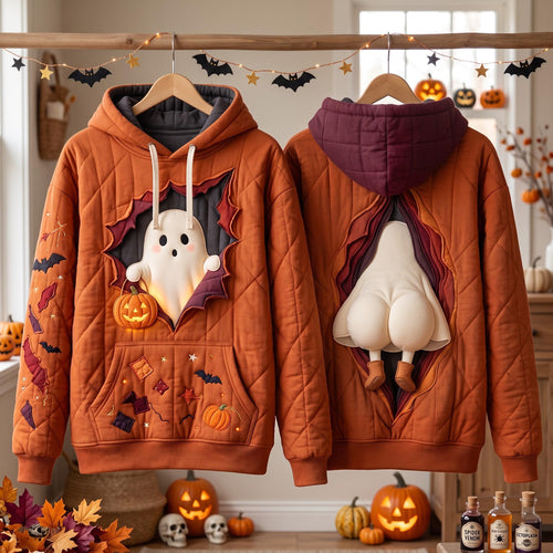 Acogedora capucha fantasma de calabaza
