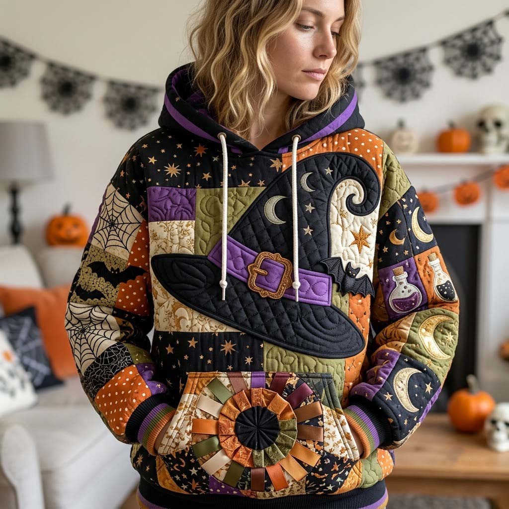 Patchwork con capucha para Halloween a medianoche