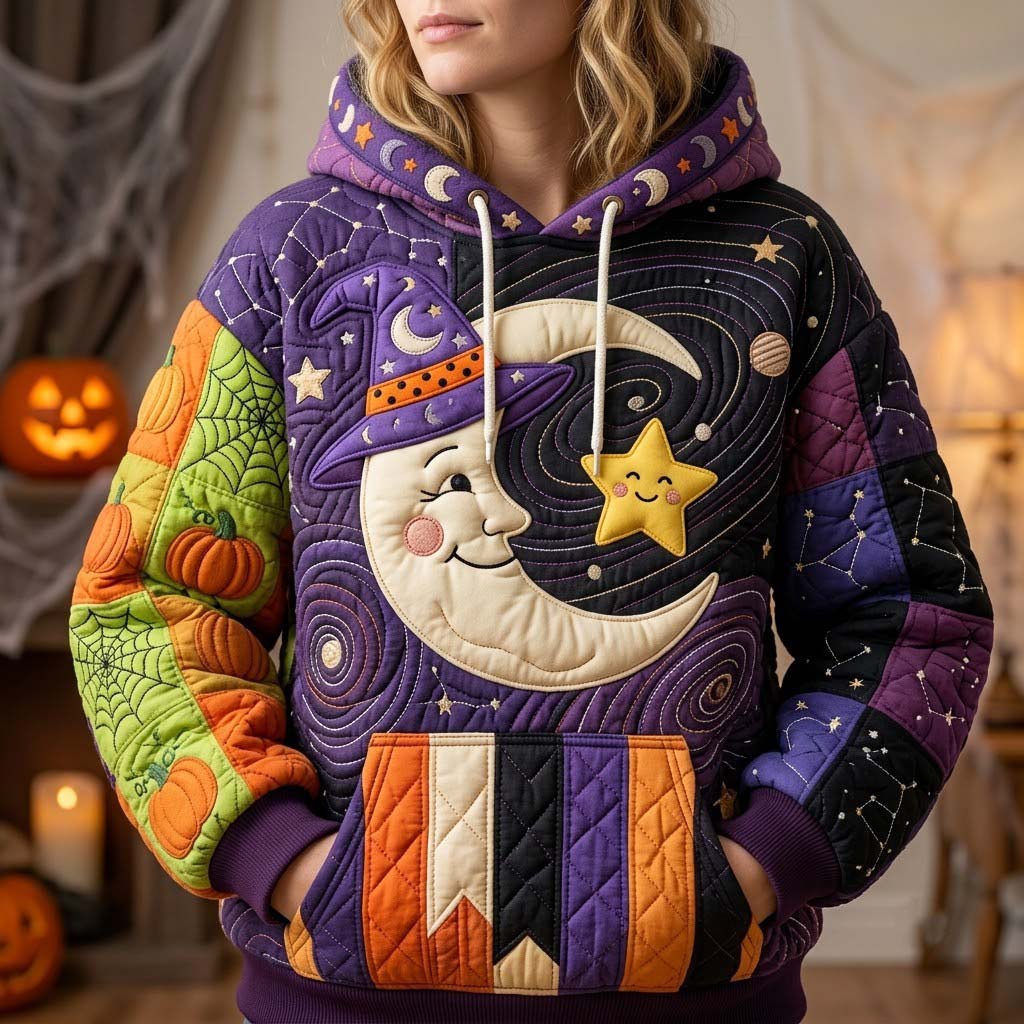 Patchwork con capucha para Halloween a medianoche