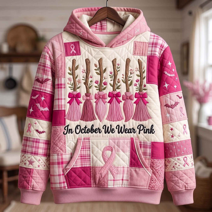 Capucha rosa con dije para octubre