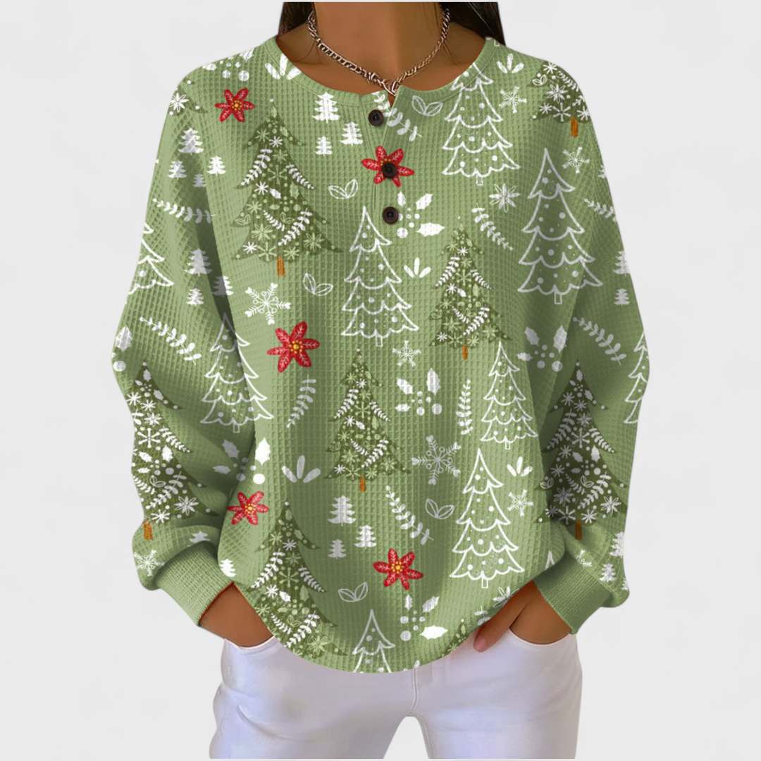 Emilia | Jersey con estampado de árbol de Navidad