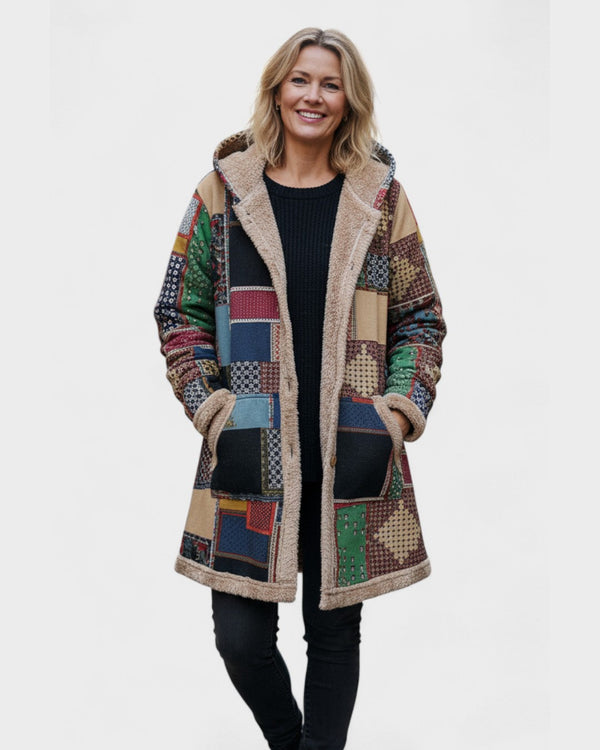 Jesień - Capucha acogedora de patchwork terroso