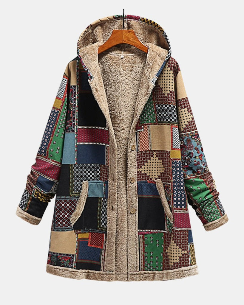 Jesień - Capucha acogedora de patchwork terroso