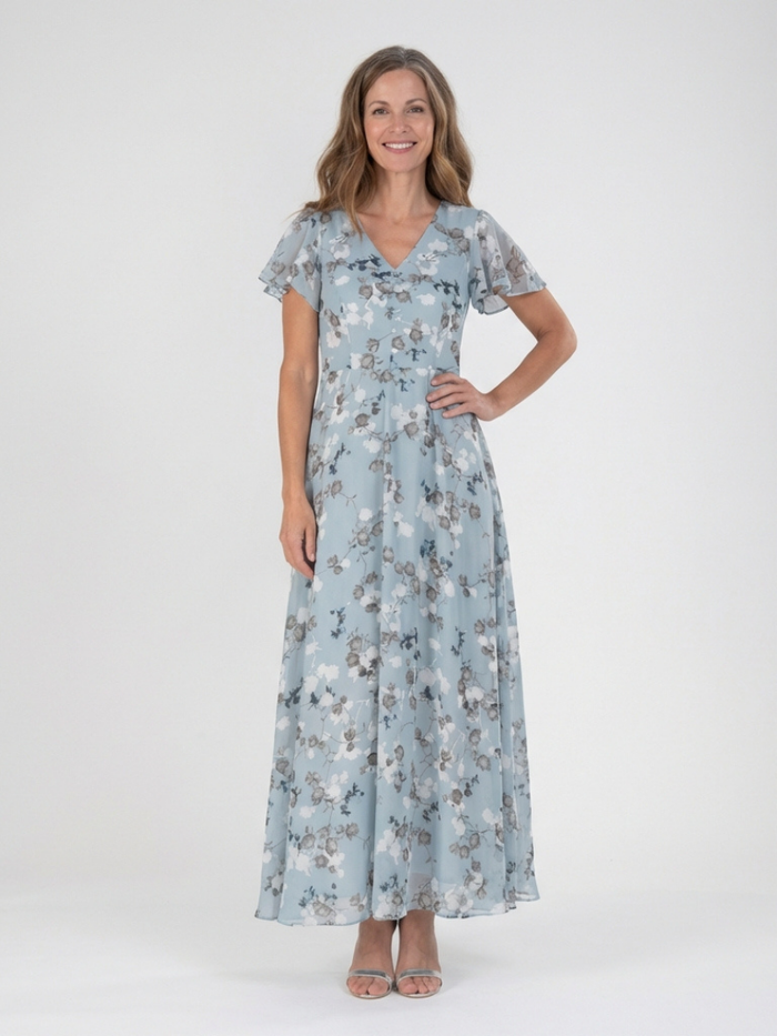 Noémie | Vestido Maxi Floral de Chiffon