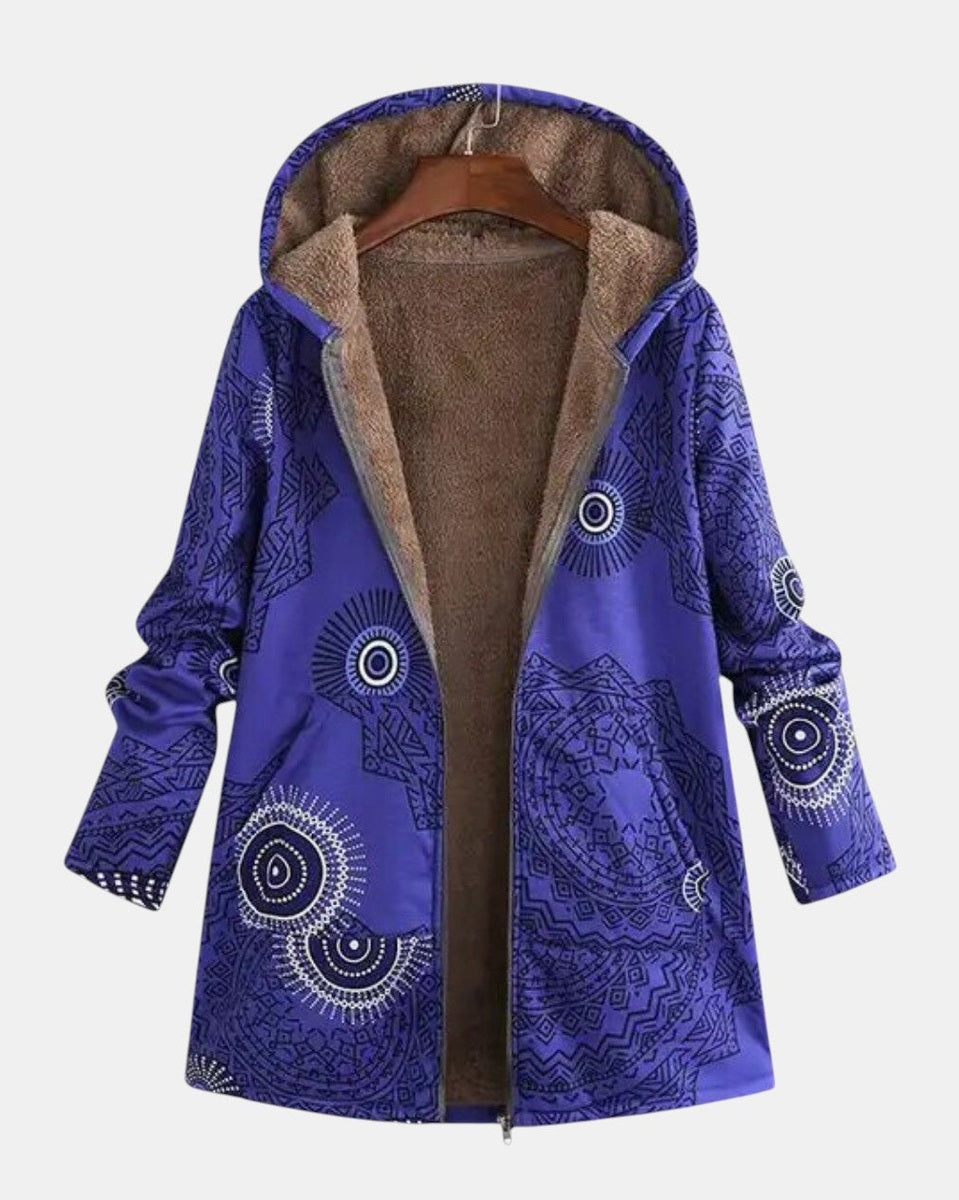 Luna - Sudadera con capucha polar azul marino Mandala