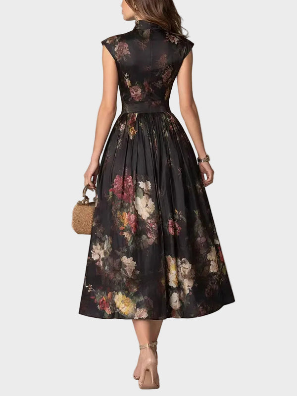 Elsa - Vestido midi plisado con estampado floral