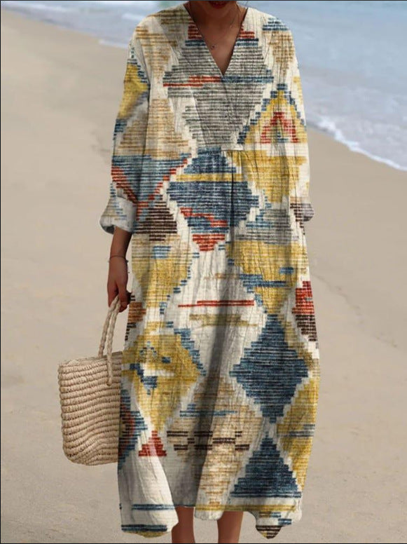 Cátia - Vestido Bohemio con Estampados Étnicos