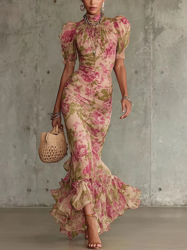 Lara - Vestido Largo Ceñido con Estampado Floral