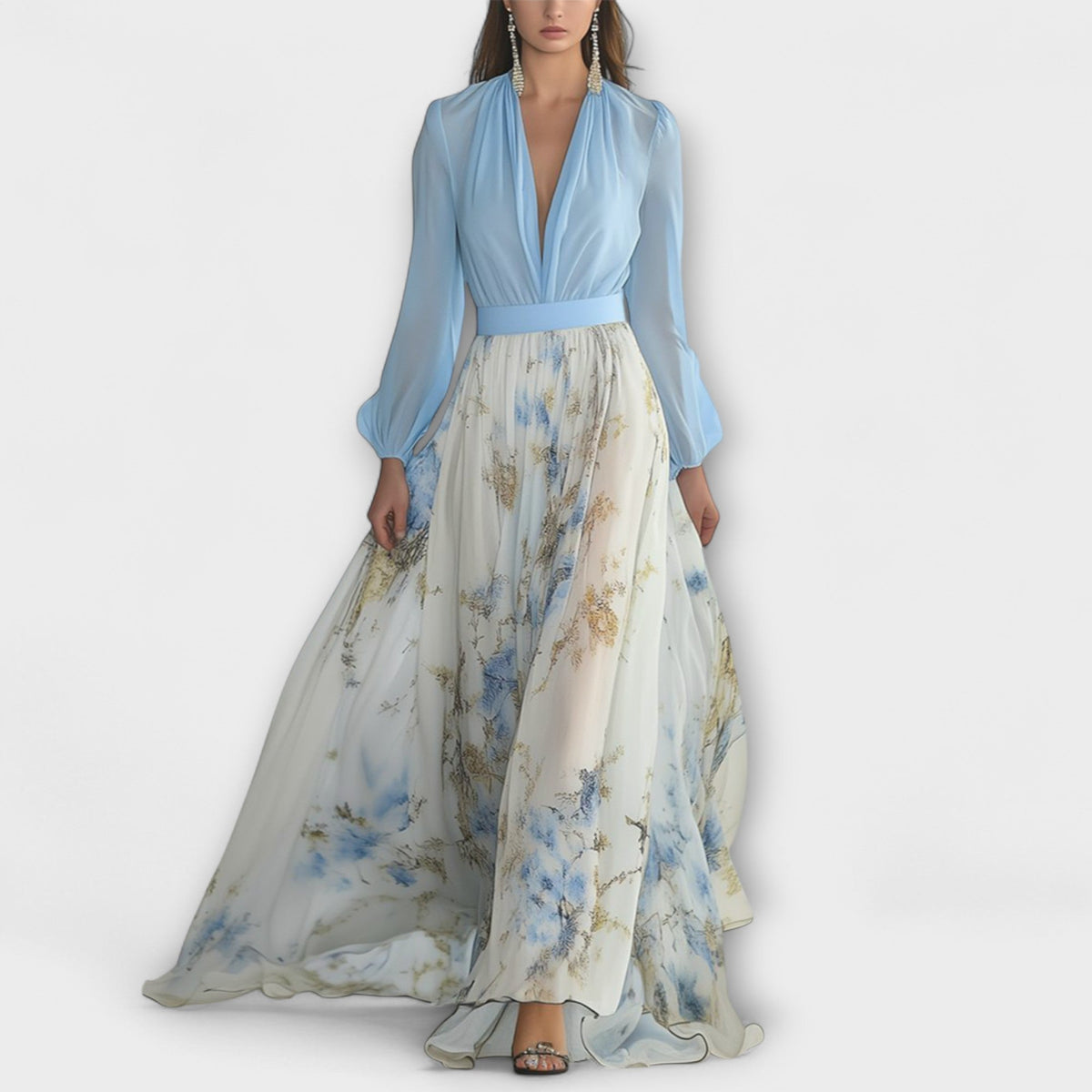 Harper - Vestido largo floral brillante