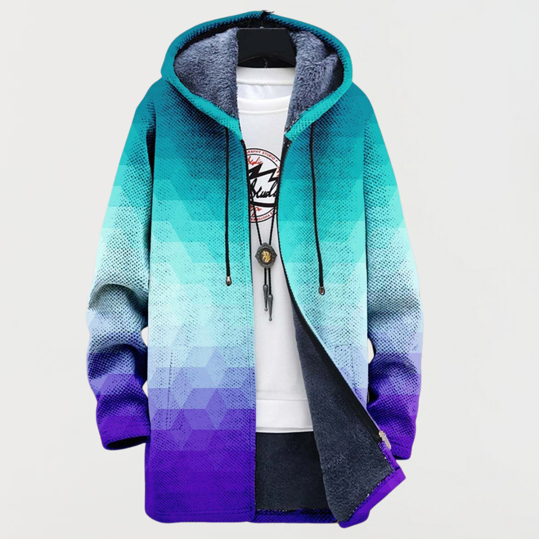 Chaqueta con patrón de transición hexagonal