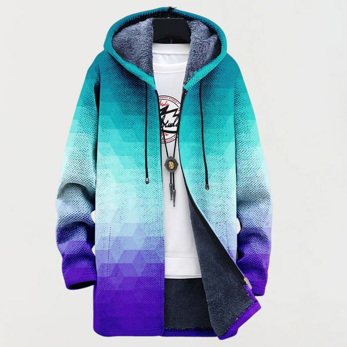 Chaqueta con patrón de transición hexagonal