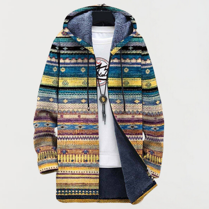 Kabát con volantes y estampado tribal