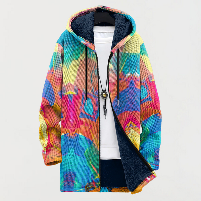 Chaqueta con estampado artístico de colores