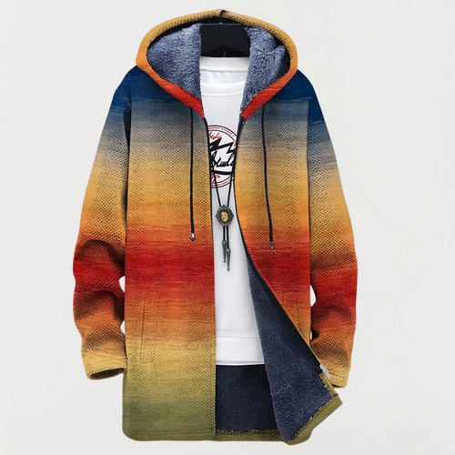 Abrigo con estampado degradante de atardecer