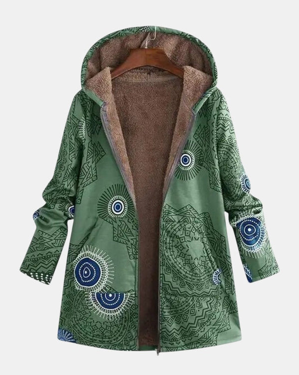 Sage - Chaqueta Sherpa con estampado tribal