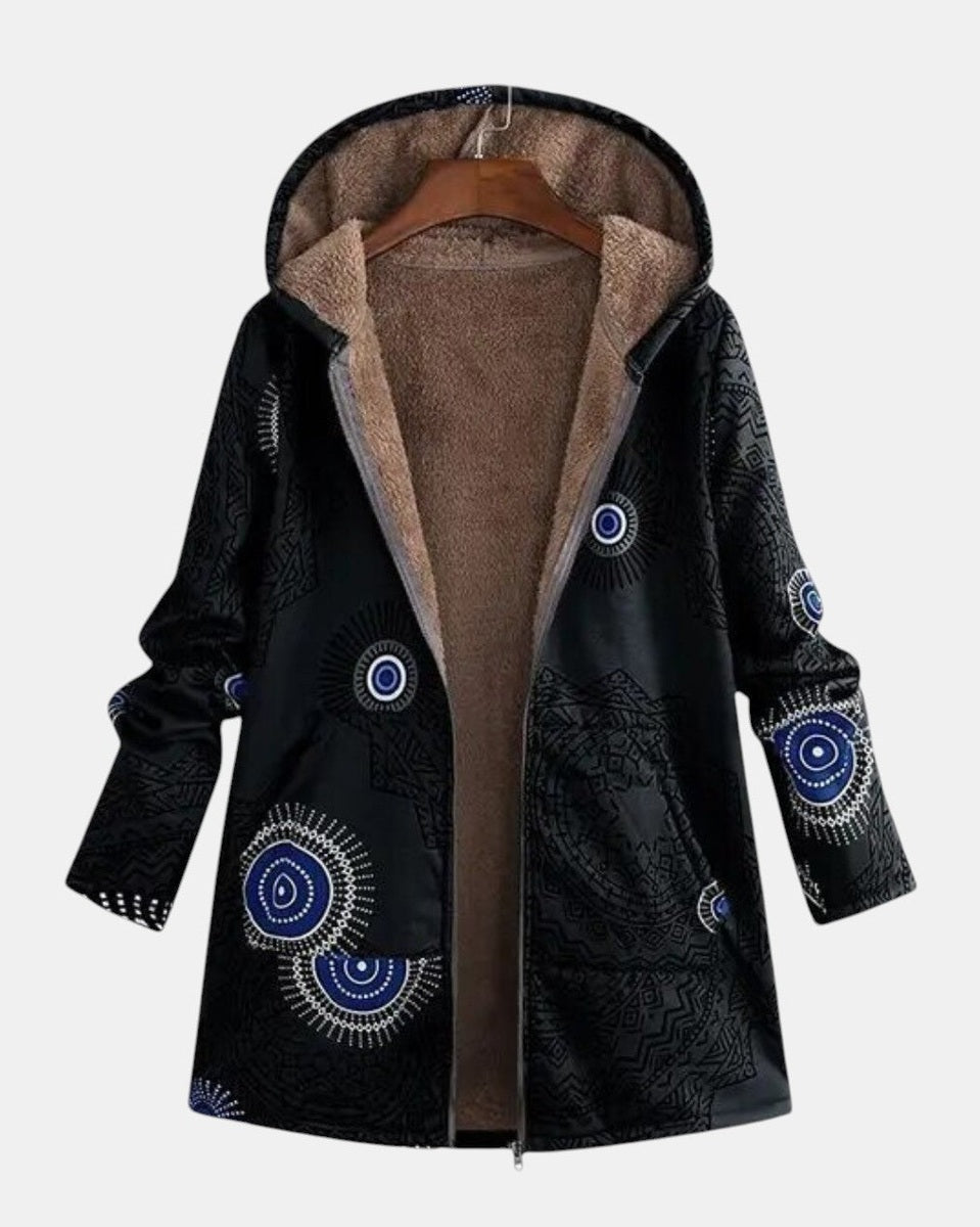 Sage - Chaqueta Sherpa con estampado tribal