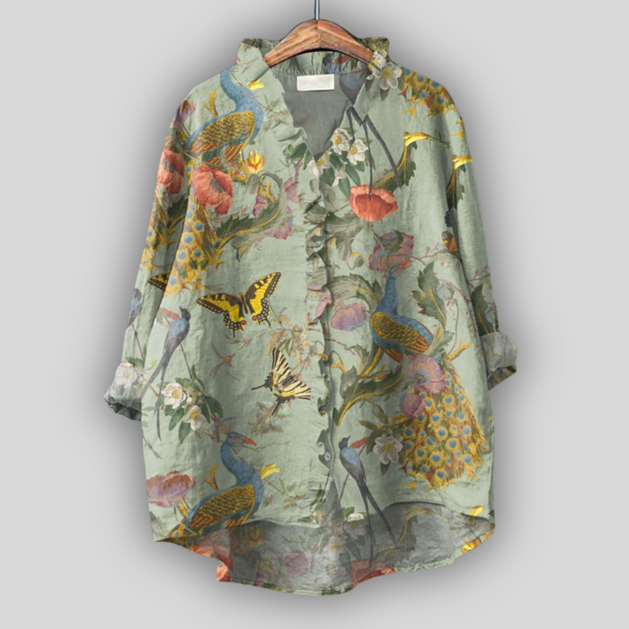 Lucie - Blusa de lino “Peacock Garden”