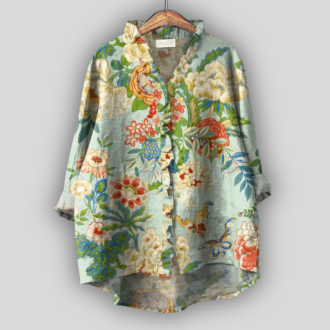 Valerie - Blusa de lino Primavera en el jardín