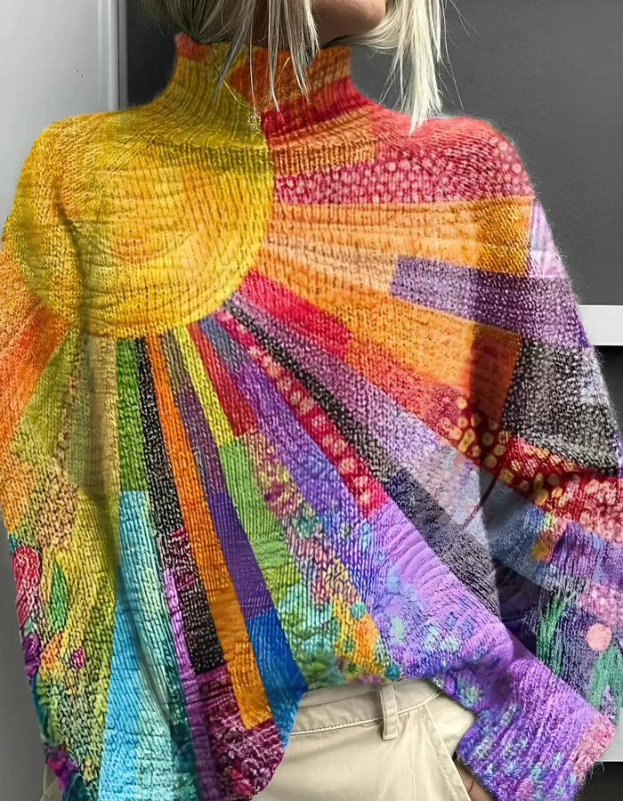DELACROIX | Jersey de Cuello Alto Christine con Diseño de Rayos