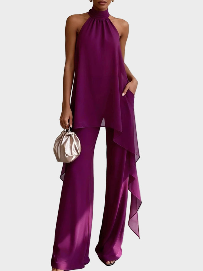 Viola - Conjunto Halter Elegante con Pantalón
