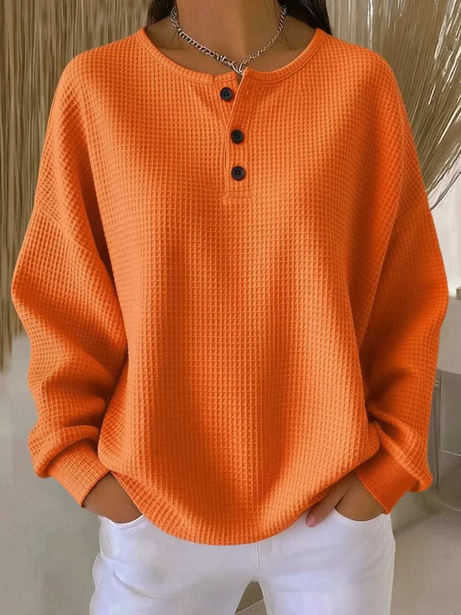 Nancy | Sudadera Henley de punto gofre