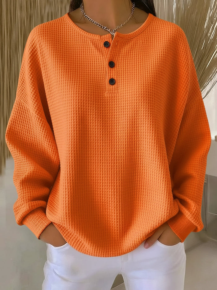 Nancy | Sudadera Henley de punto gofre