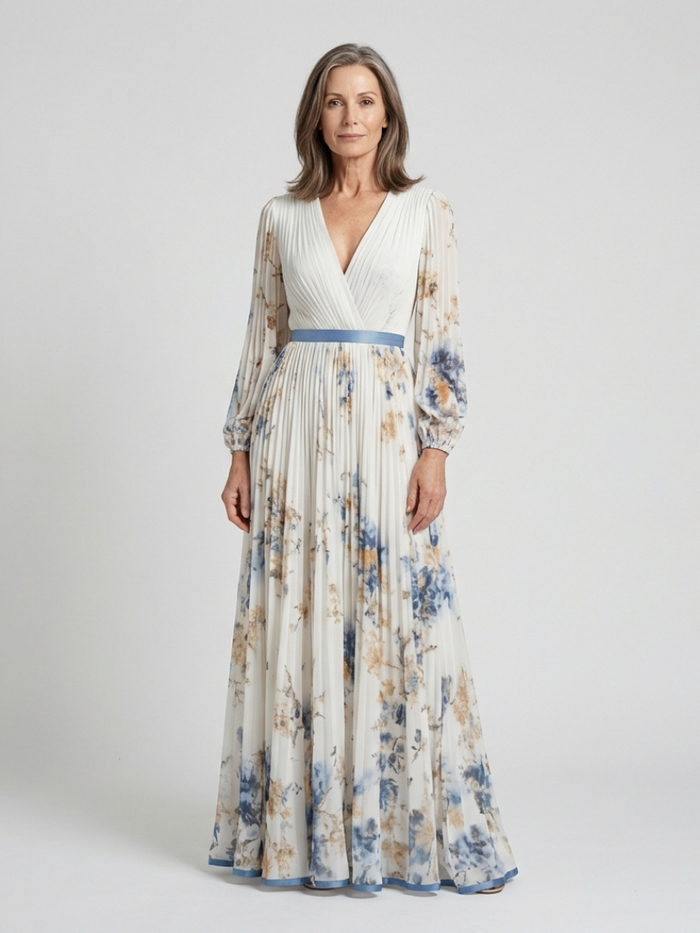 Anaïs | Vestido Maxi Floral de Mangas Largas