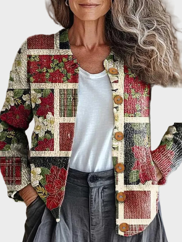 Frostine™ - Cárdigan navideño de patchwork