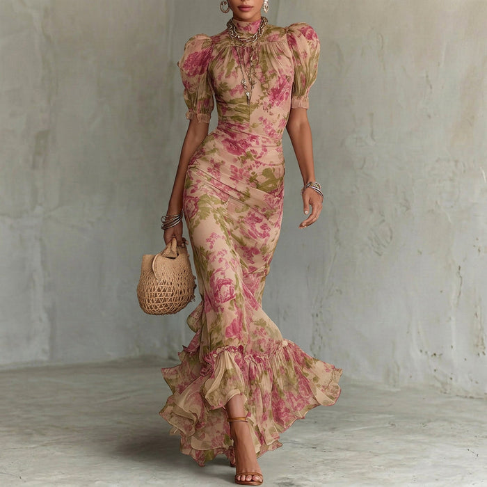 Lara - Vestido Largo Ceñido con Estampado Floral